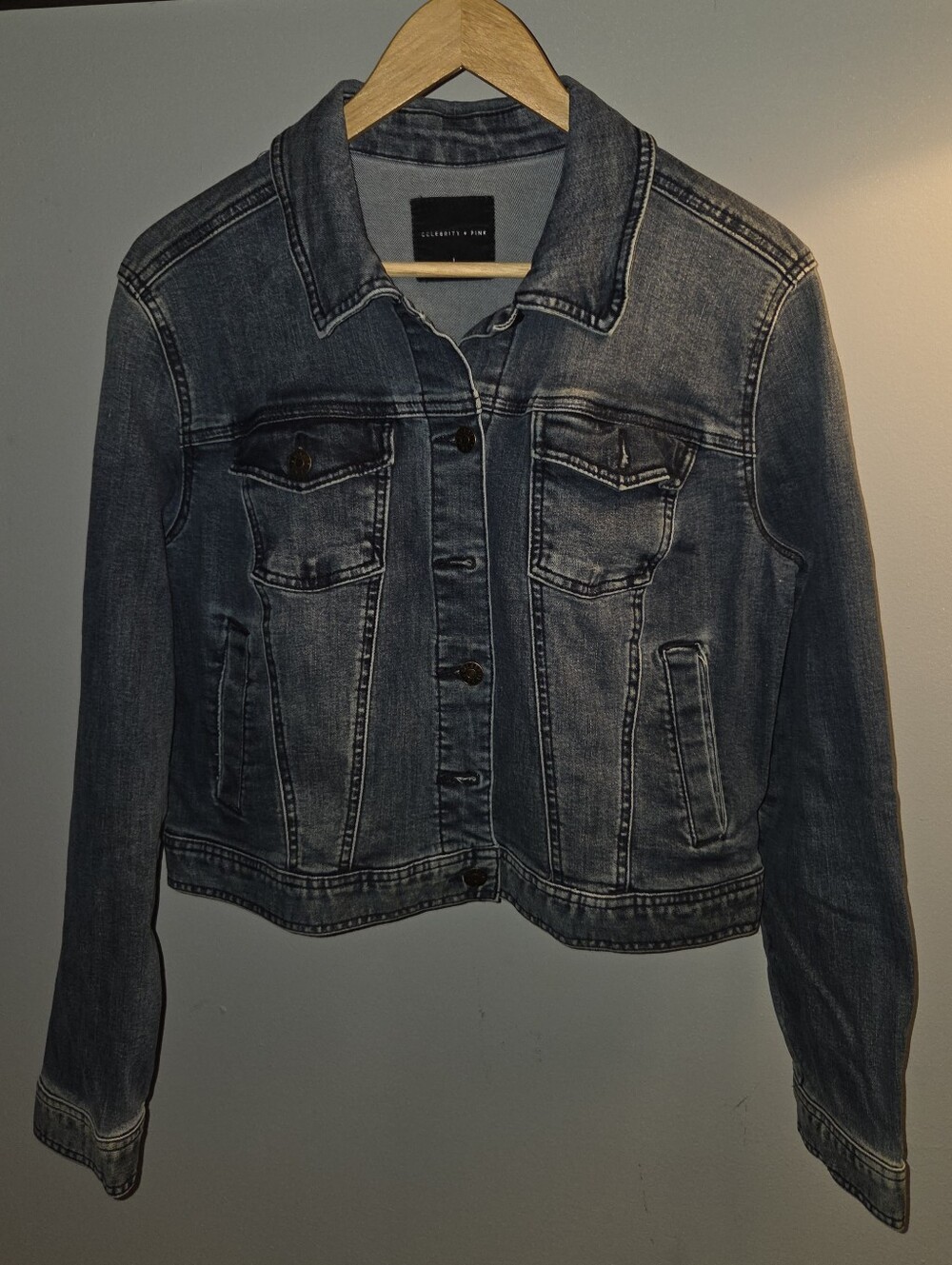 Celebrity Pink Faded Blue Denim Jacket